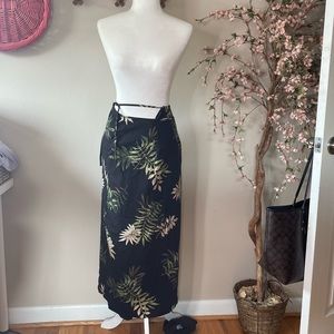 Vintage floral leaf wrap skirt